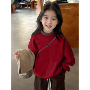 Thickened Fleece Childrens Hoodie Autumn Winter Style Snake Year New Year Clothes for Girls Babies Kids Korean Version