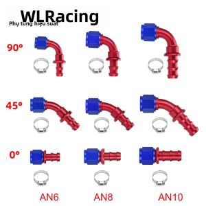Phụ Kiện Đầu Nối Ống Dẫn Nhiên Liệu Bằng Hợp Kim Nhôm T-6061 Màu Đen Loại Nối Đẩy AN6 AN8 AN10 Góc Xoay 0-180 Độ Có Thể Tái Sử Dụng Cho Ống Cao Su & Ống Bện