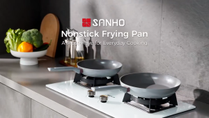 Sanho Frying Pan Diamond-Titanium Ceramic Coating Non-Stick Wok Free from PFAS& PTFE& PFOA 3Pcs Set
