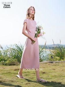 3COLOUR·S | Pink Off-The-Shoulder Spring/Summer Dress