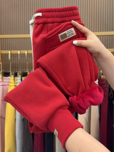 Thickened Fleece High Waist Slimming Cuffed Casual Pants Womens Harlan Pants Loose Warm Comfortable Long Cotton Sports Pants