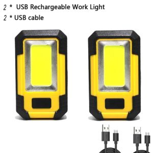 1/2 sets 4000mah LED Work Light Rechargeable COB Power Flashlight With Magnetic Portable Outdoor Camping Lantern Emergency Lamp