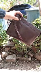 Clutch bag pria/wanita Handbag Kulit Sapi - Pouch kulit Warna Coklat