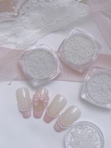 Japanese Style High Gloss Nail Pearls round Holeless 3D White Nail Accessories 1mm 1.2mm 1.5mm Nail Art Decorations