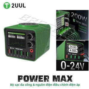 Sạc Đa Cổng 2UUL Power Max PC01 Điện Áp Điều Chỉnh 0-24V Nguồn Điện 200W Trạm Sạc Nhanh PD Dành Cho Điện Thoại Di Động & Sửa Chữa Laptop