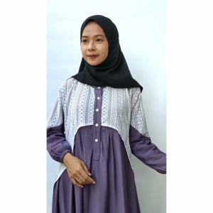 Gamis Shanum Pollo Linen Brukat | Dress Remaja Pollo linen mix Burkat Lembut