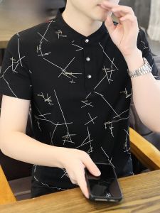 HENGYUANXIANG | Pure Cotton Short Sleeve T-Shirt Mens Casual Striped Print Base Shirt Standard Fit Business Gentleman Style Breathable Summer Top