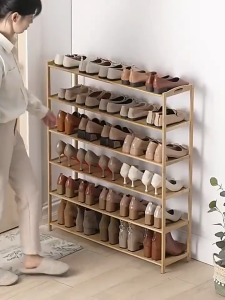 ชั้นวางรองเท้า 100cm หนึ่งที่วางรองเท้า ชั้นวางรองเท้าไม้ แบบ 3/5 ชั้น มีหูหิ้ว แข็งแรง ทนทาน ประหยัดพื้นที่ ชั้นวางของไม้ไผ่ แท้ Shoes Shelf