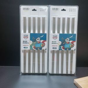 Vekoo 304 Stainless Steel Chopsticks Anti-Slip Anti-Mold round Heat Resistant Home Use Dining Utensils 5 Pairs Simple Design