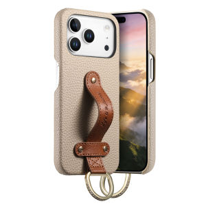 szhaiyu | Wrist Strap Ring Lychee Leather Phone Case for IPhone 17 Air 16E 16 15 Plus 14 13 12 11 Pro Max Shockproof Protective Cover