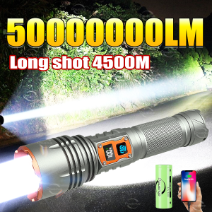 Most Powerful 300W LED Flashlight Strong Light Rechargeable Flashlight Long Range 4500M Tactical Torch Light For Fishing Hunting