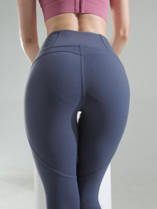 กางเกงโยคะทรงเข้ารูปเซ็กซี่พร้อมกระเป๋าสุดเซ็กซี่ กางเกงกีฬาฟิตเนสกระชับสัดส่วนยาวถึงเข่า กางเกงขายาวผ้านิลฝ้ายสแปนเด็กซ์
