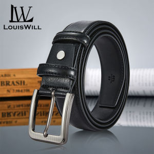LouisWill Mens Belt PU Leather Vintage Pin Buckle Belt Men Fashion Retro Belt Genuine Leather Belt Simple Belt Second-layer Cowhide Belt Luxury High Quality Business Strap Male Waistband for Men