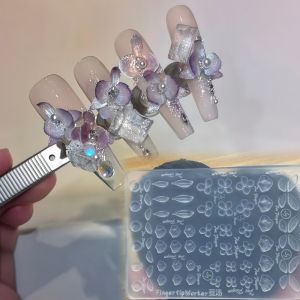 DIY Nail Art Mold Butterfly Orchid Petal Combination 3D Carving Silicone Mold Transparent Jewelry Decoration Mold