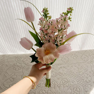 Korean Style Minimalist Feel Tulip Artificial Flower Get a Certificate Wedding Wedding Bridal Gown Photography Bridal Bouquet
