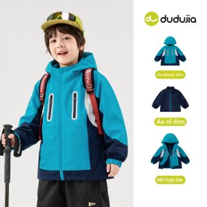 DUDUJIA | Áo Khoác Softshell Có Mũ Cho Bé Chống Thấm và Thoáng Khí