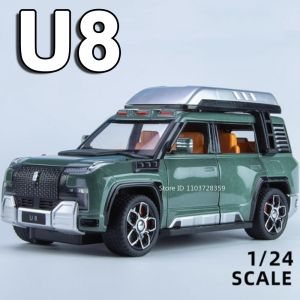 1:24 Model Toy BYD YANGWANG U8 Cars Alloy Diecast Off-road Vehicles Sound Light Doors Opened Pull Back Car Toys for Boys Gifts