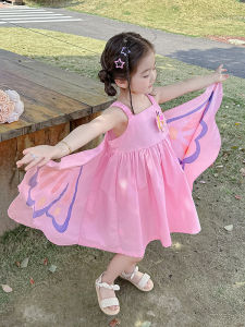 Pure Cotton Butterfly Fairy Dress Cute Cartoon Performance Costume Wings Skirt for Girls Summer Childrens Clothing Baby Clothes