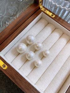 Zhaolu South Seas Aurora White Pearl Stud Earrings Womens French Vintage Hong Kong Style Noble High End Jewelry Accessories