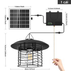 Đèn Treo Năng Lượng Mặt Trời Ngoài Trời Có Công Tắc Điều Khiển Từ Xa Chống Nước IP65 3 Chế Độ Chất Liệu Sắt Dùng Cho Nhà Kho Chuồng Trại Nhà Di Động Kèm Bóng Đèn LED Năng Lượng Mặt Trời