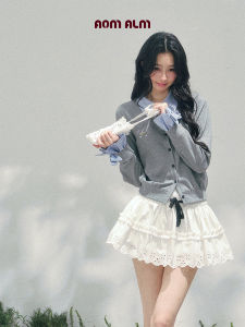 SHAOYEYAN | Two-layer Polo Neck Knit Sweater Short