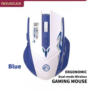 NexusClick Dual Mode Wireless Gaming Mouse6 Programmable Buttons Ergonomic Finger Rest Silent Rechargeable Mice for Laptop Work