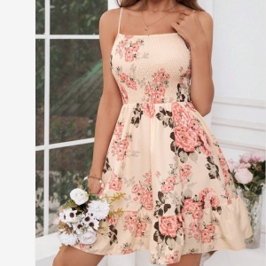 Sweet Summer New Style Miniature Womens Dress Elastic Waist Slim Fit Backless Ruffle Hem One Shoulder Strap Dress City Walk