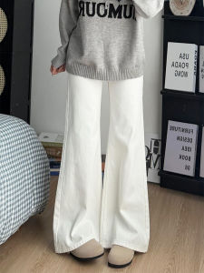 QIANCHANGNAAI | Warm Fleece Thicker Flared Jeans Loose Fit High Waisted Womens