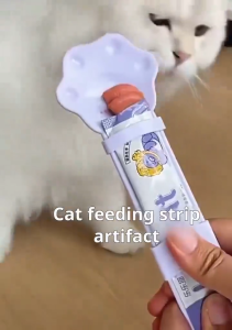 Cat Strip Feeder Clean Spoon Cat Strip Feeder Easy Squeeze with Card Slot Prevent Wasting