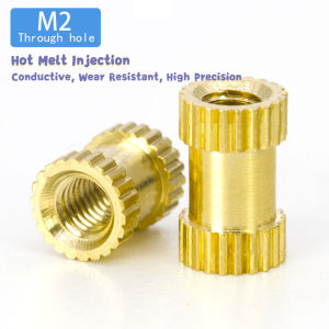 Hot Melt Injection M2 Brass Knurl Nut Embedded Copper Insert Fastener High Precision Conductive Nut for Household Electronic