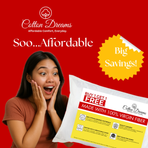 BUY 1 TAKE 1 Pillows  Cotton Dreams Premium Quality Virgin Fiber Pillows  Standard/Queen/King