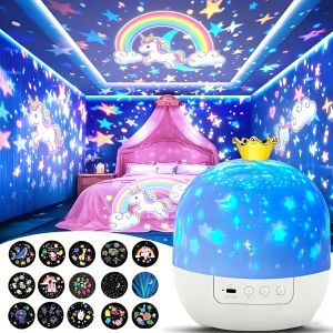 LED Galaxy Night Light Projector 360° Rotation 15 Projection Patterns USB Portable Star Lights Cute Unicorn for Birthday Gifts