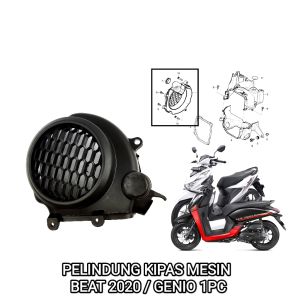 Pelindung Kipas Mesin Genio - Cover Comp Cooling Fan Tutup Pengaman Magnet Magnit Kipas Mesin Honda Beat New Fi Full Injection Injeksi 2020 Beat Deluxe Beat Street K1A Scoopy K2F