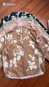 Blouse Wanita Oversize Katun Poly Blus Kemeja Wanita Lengan Panjang Motif Bunga Zaraya