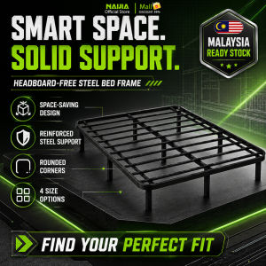 NAIJIA Heavy Duty Metal Bed Frame No Headboard Strong Steel Slats Stable Support Modern Floating Style Bed Mattress | 無床頭懸浮床