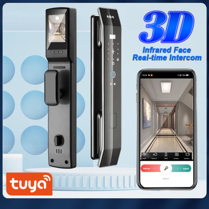 XSDTS Tuya 3D Face Real-time Intercom Smart Door Lock Security Camera ...