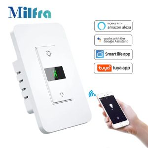 2025 New 3 Way Tuya Smart Dimmer Switch Digital Display Home Light Switch Voice Control Works with Siri Alexa and Google Home