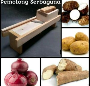 Pengiris Bawang Kayu Jati belanda Pemotong Perajang bawang singkong pisang kentang ubi serbaguna