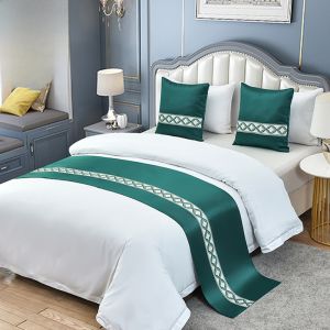 ผ้าคลุมเตียงระดับไฮเอนด์หรูหรา ผ้าคลุมเตียงโรงแรม บ้านพักช่วงวันหยุด ผ้าคลุมเตียงแบบปิด เนื้อผ้าไนลอน ลายเรขาคณิต