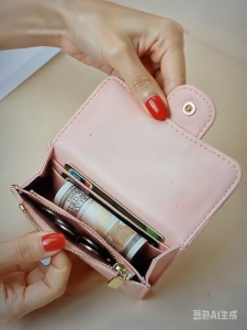 New diamond-quilted litchi-textured short womens wallet multiple card slots coin purse card holder available in various colors