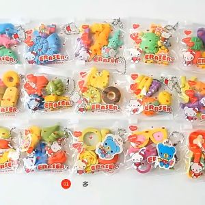 [Happy Kids] 4pcs 3D Mini Eraser Fruits Desserts Dinosaurs Vegetables Cakes Rubber Stationery 橡皮擦 Pemadam - ST24