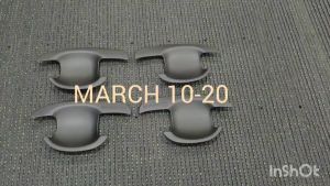 เบ้ารองมือเปิดประตู + ครอบมือจับประตู รองท๊อป + ครอบฝาถังน้ำมัน สีดำ ด้าน นิสสัน มาร์ช NISSAN MARCH 2010 - 2020 ใส่ร่วมกันได้ R