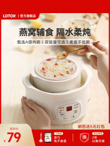 Lotor Electric Ceramic Soup Maker Automatic Mini Rice Porridge Cooker Home Use Soup Pot with Water Bath Small Swallows Nest