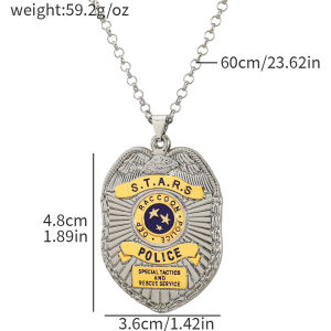 Bandai | Game Resident Evil Raccoon City Police Department Badge Necklace Metal STARS Neck Chain for Women Men Accessories Gifts