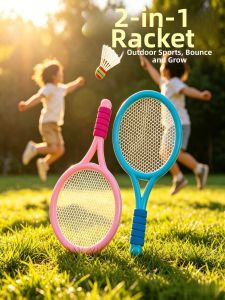 BABYSHOME | 2-in-1 Badminton and Tennis Racket for Kids Aged 2-5 Boys and Girls Outdoor Training