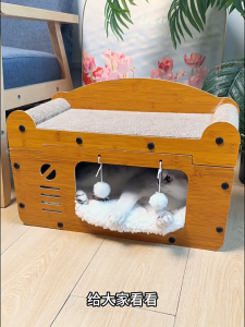 Durable Double-Layer Cat Climbing Frame Scratching Post & Bed All in One Wear-Resistant Pet Toy for Cats