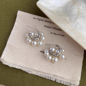 Fashionable Luxury 925 Silver Needle Pearl Bud Ear Studs Simple Ear Cuff High-End Sensation Jewelry Ear Jewelry New Model