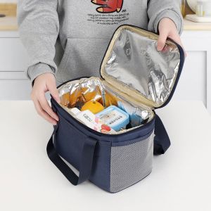 Rectangle Portable Insulated Picnic Lunch Box Bag Food Bag Piknik Beg Bento Beg 手提便当盒包