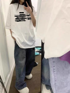 Áo Thun Tay Ngắn Cotton Nguyên Chất Phong Cách Mỹ Cổ Điển Cho Nữ Mùa Hè Thiết Kế Rộng Rãi Thời Trang Tay Lửng Áo Thun