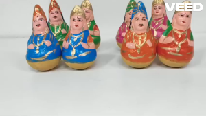 Traditional Handmade Thanjavur Uruttu Bommai King Queen Pair | Clay Dancing Dolls for Home Decor & Golu | 7 Inches Height | Set of 2